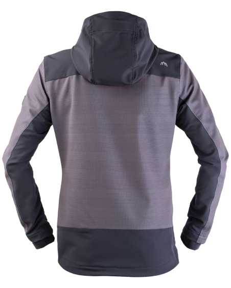 Bunda STRETCH 330V s kapucňou (sivá-čierna) – zadná časť bundy