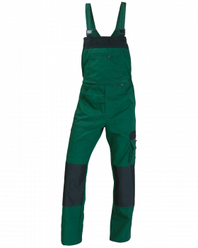 Nohavice s náprsenkou WORK (zelený/čierny)