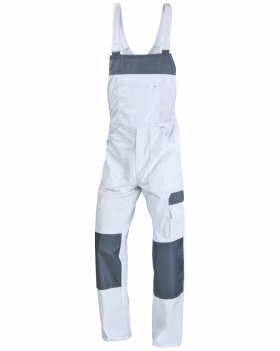 Nohavice s náprsenkou WORK (biely/šedý)