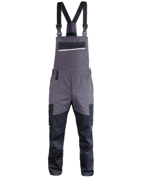 Nohavice s náprsenkou 6507/V-WORK (šedý/čierny)