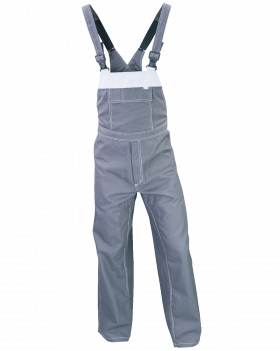 Nohavice s náprsenkou PROFI (šedý/biely)