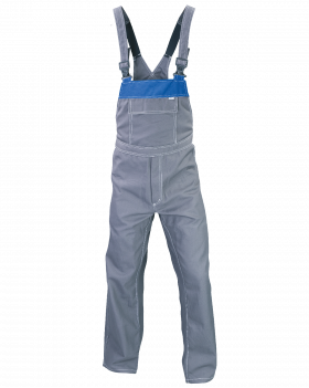 Nohavice s náprsenkou PROFI (šedý/modrý)